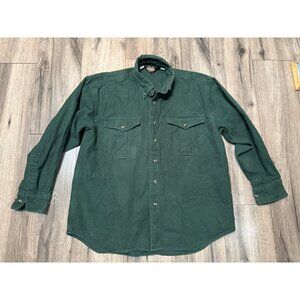 Guide Gear Mens Heavy Chamois Flannel Cotton Button-Up Shirt L/G Green